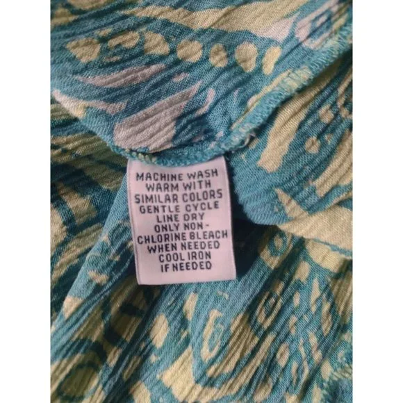 Go Softly Patio Floral Shift Dress Sz M Flowy Gauze Crinkle Pockets Mumu Beachy - Picture 7 of 7